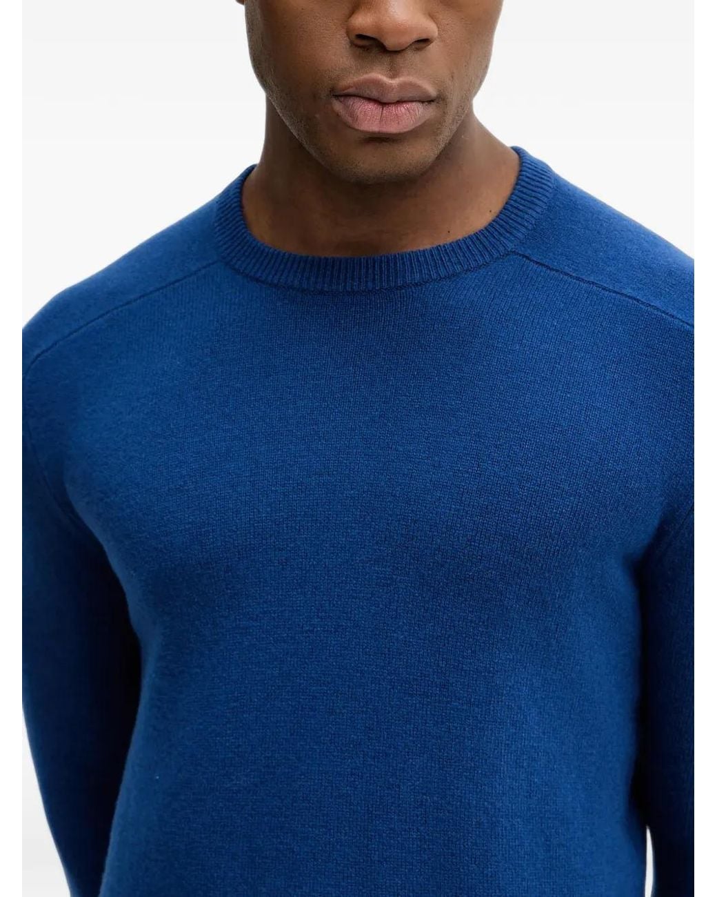 Benetton Blue Long-Sleeve Round-Neck Sweater for men