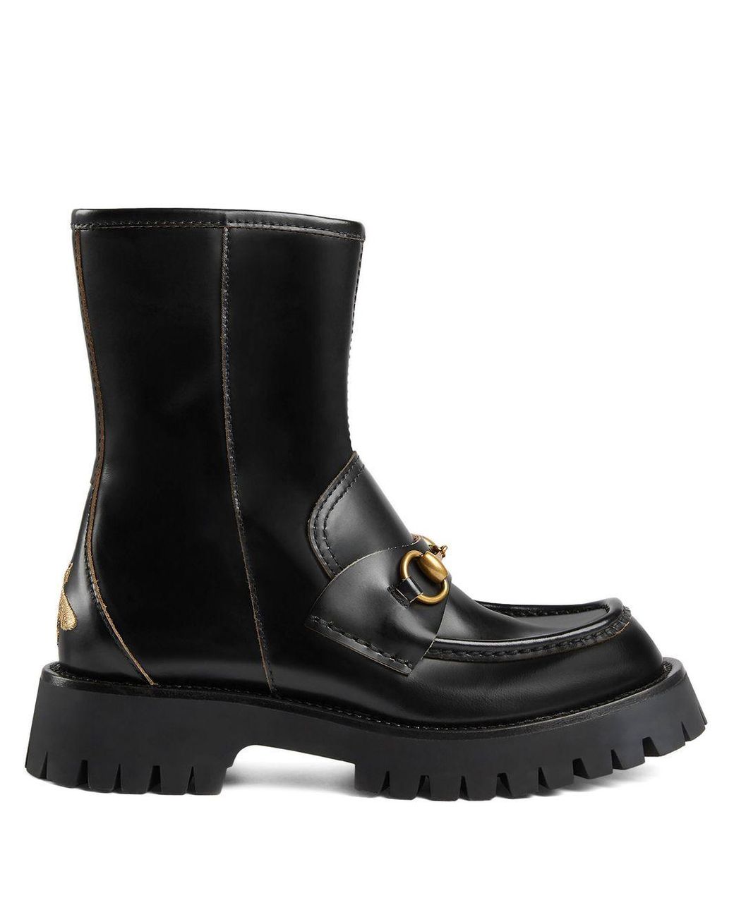 Gucci Leer Enkellaarzen Verfraaid Met Horsebit in het Zwart - Lyst