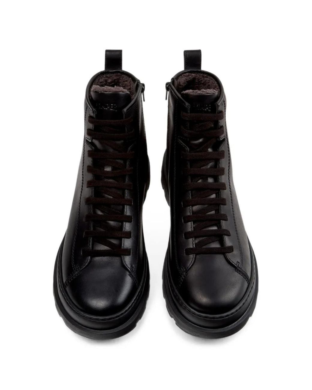 Camper Black Brutus+ Lace-Up Leather Biker Boots for men
