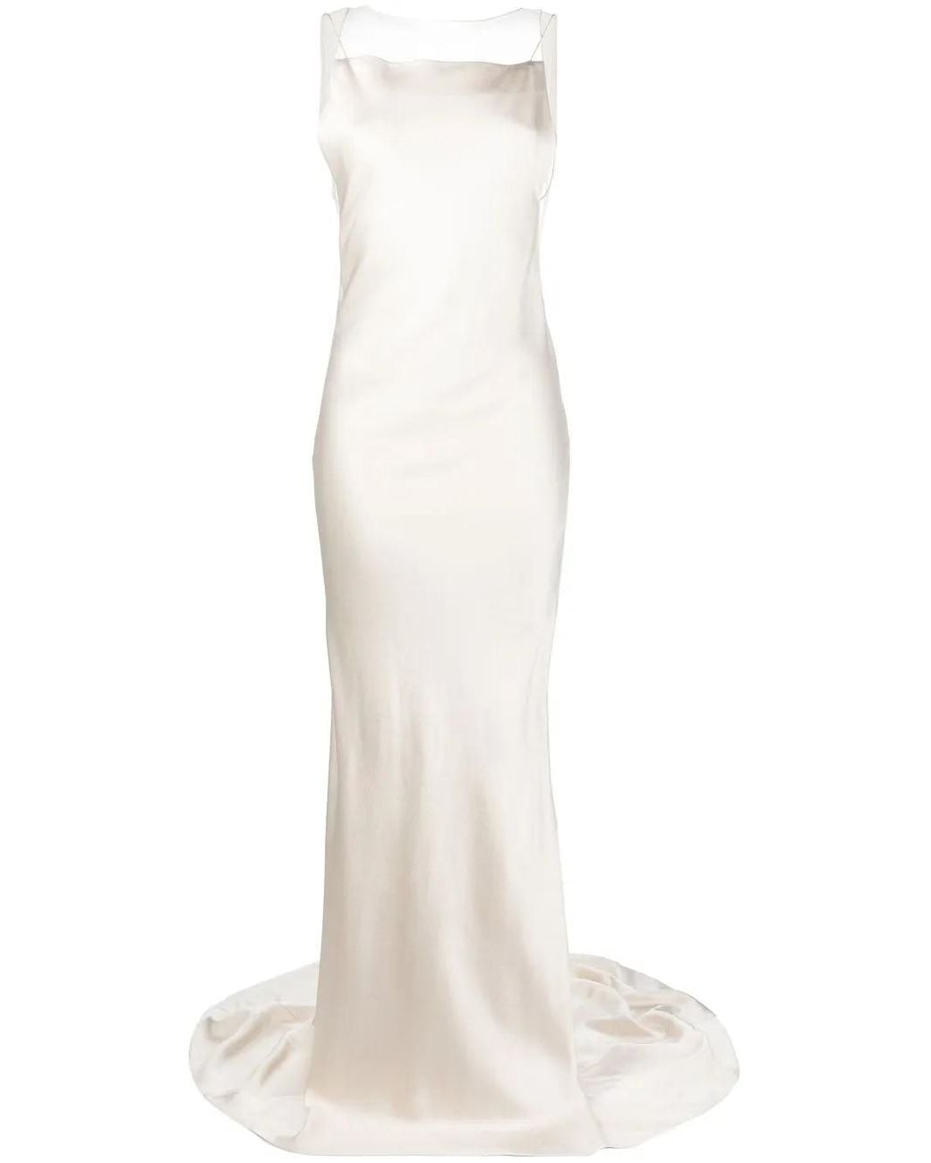 Maison Margiela White Satin Fishtail Gown