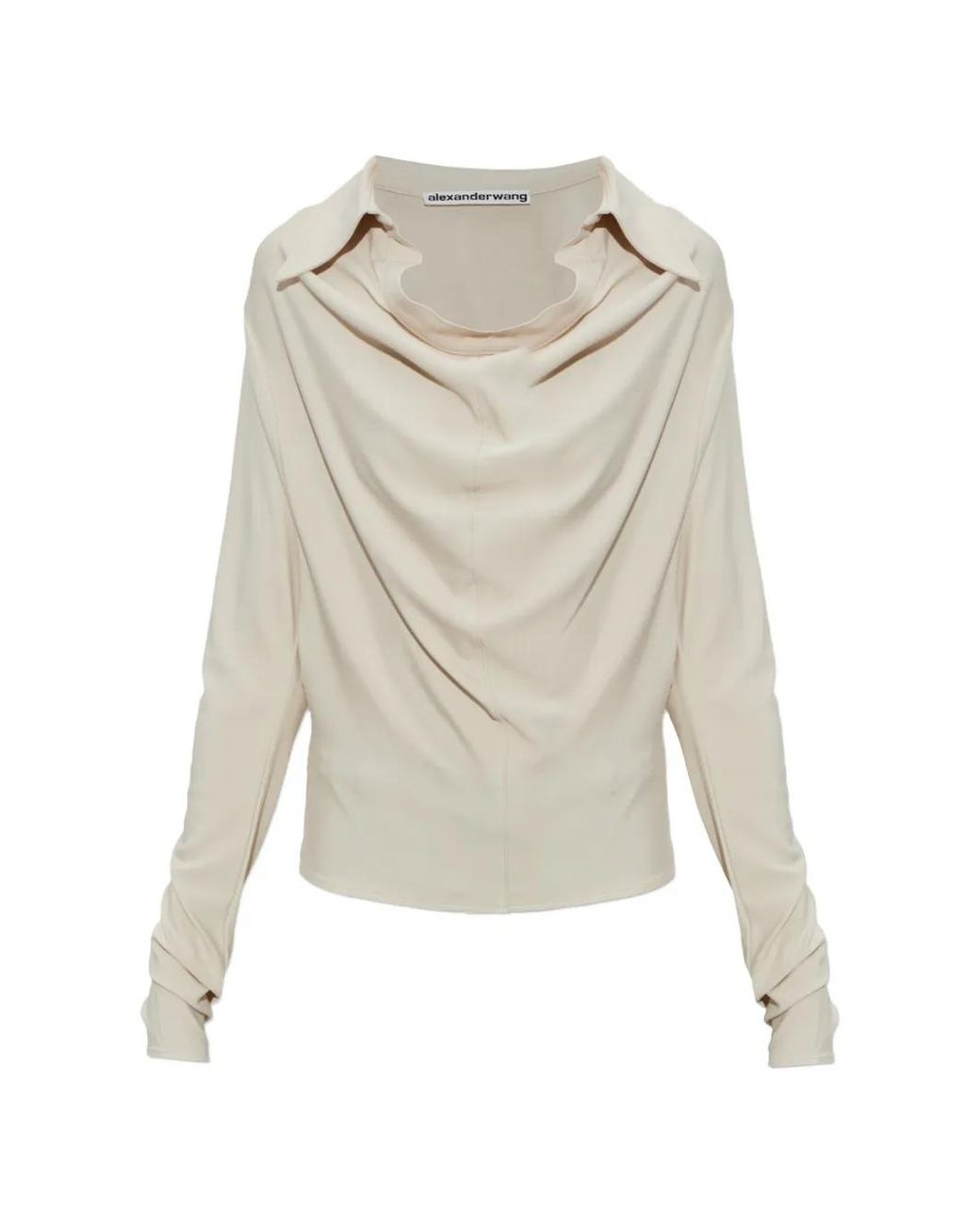 Alexander Wang White Draped Long-Sleeve Top