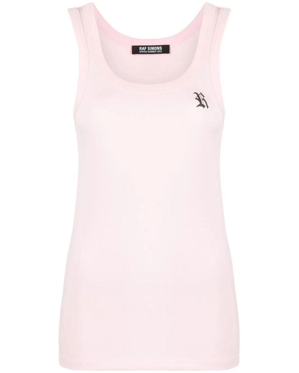 Top Sin Mangas Con Logo Estampado Raf Simons de color Pink