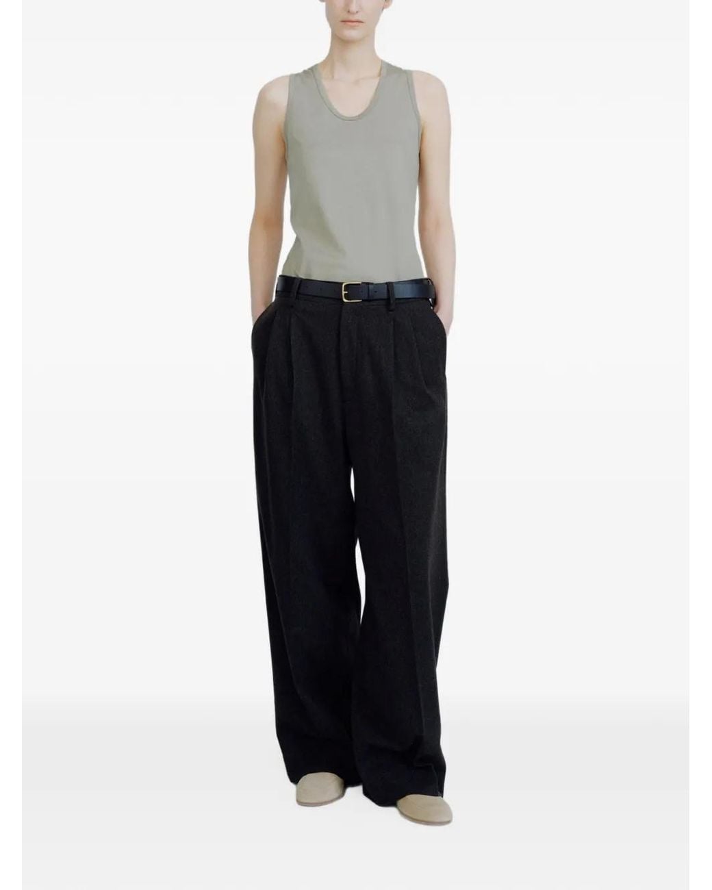Ssstein Gray Pleated Wool Trousers