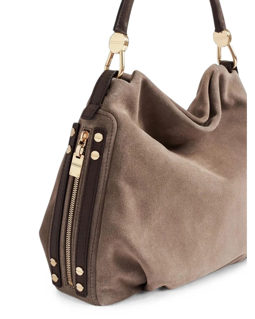 Borbonese Brown Small Bice Suede Shoulder Bag