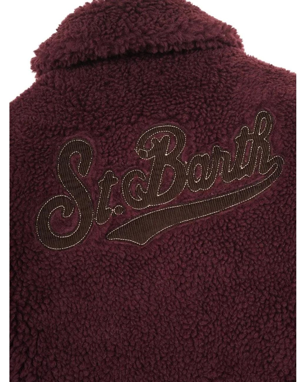 Mc2 Saint Barth Purple Logo-Patch Faux-Shearling Coat
