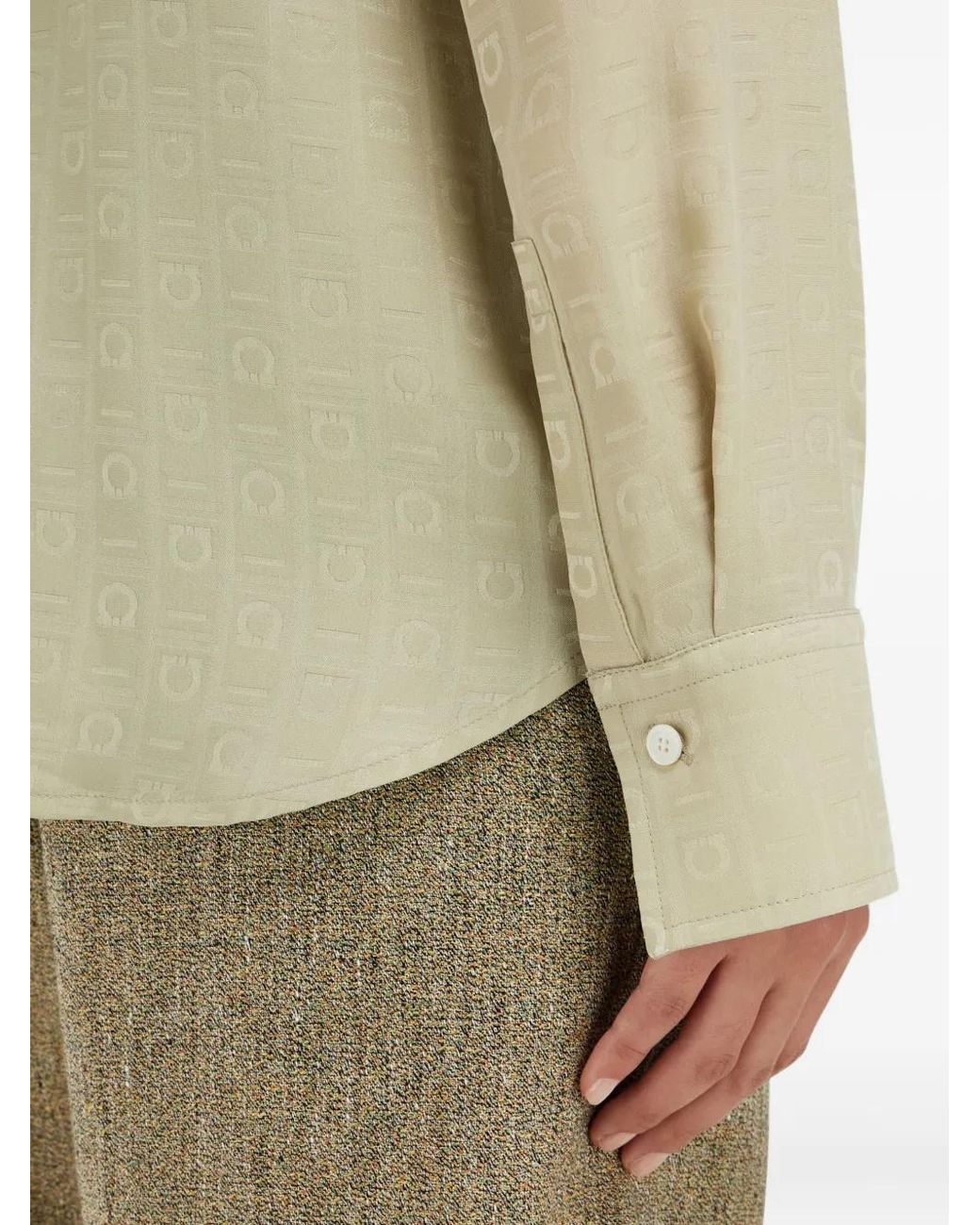 Ferragamo Natural Monogram Silk Shirt
