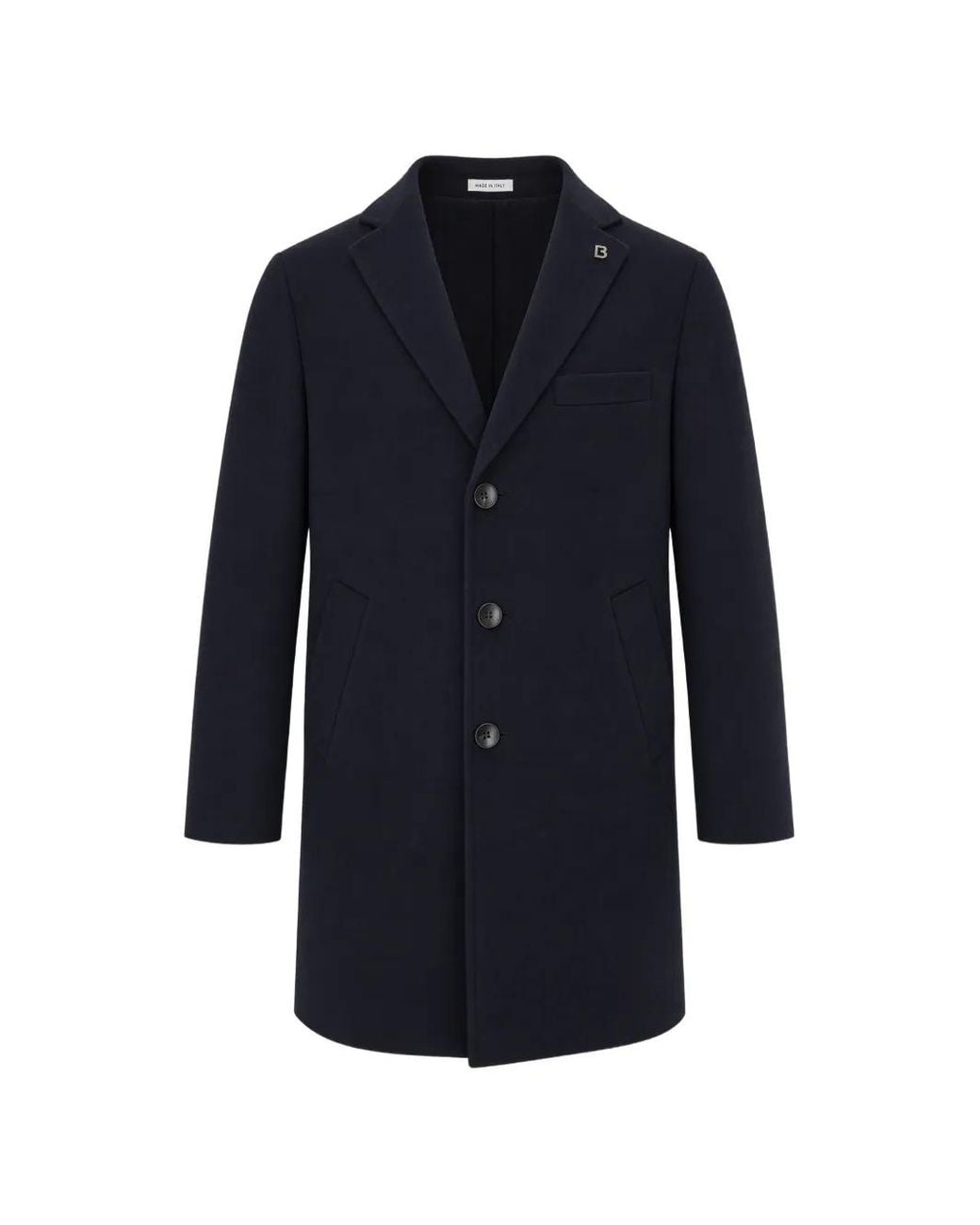 BRERAS Milano Blue Single-Breasted Notched-Lapels Coat for men