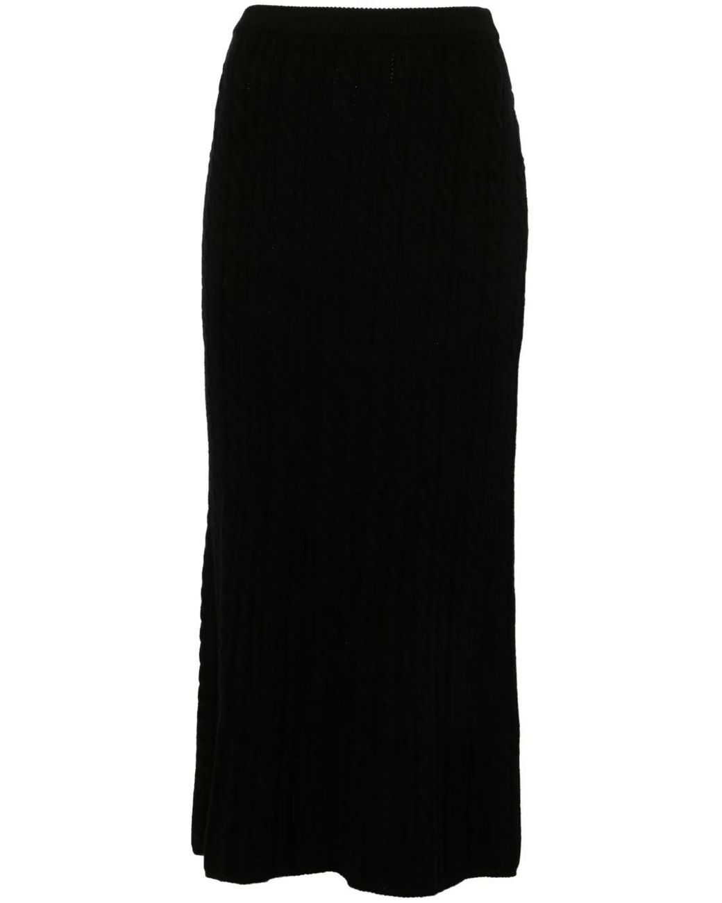 Alessandra Rich Black Cable-Knit Maxi Skirt