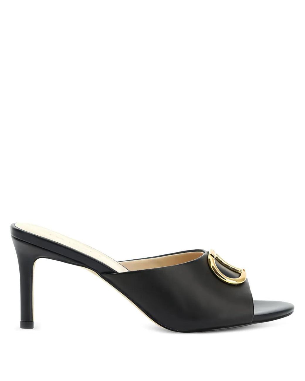 Twinset Black 70Mm Oval-T Leather Heeled Sandals