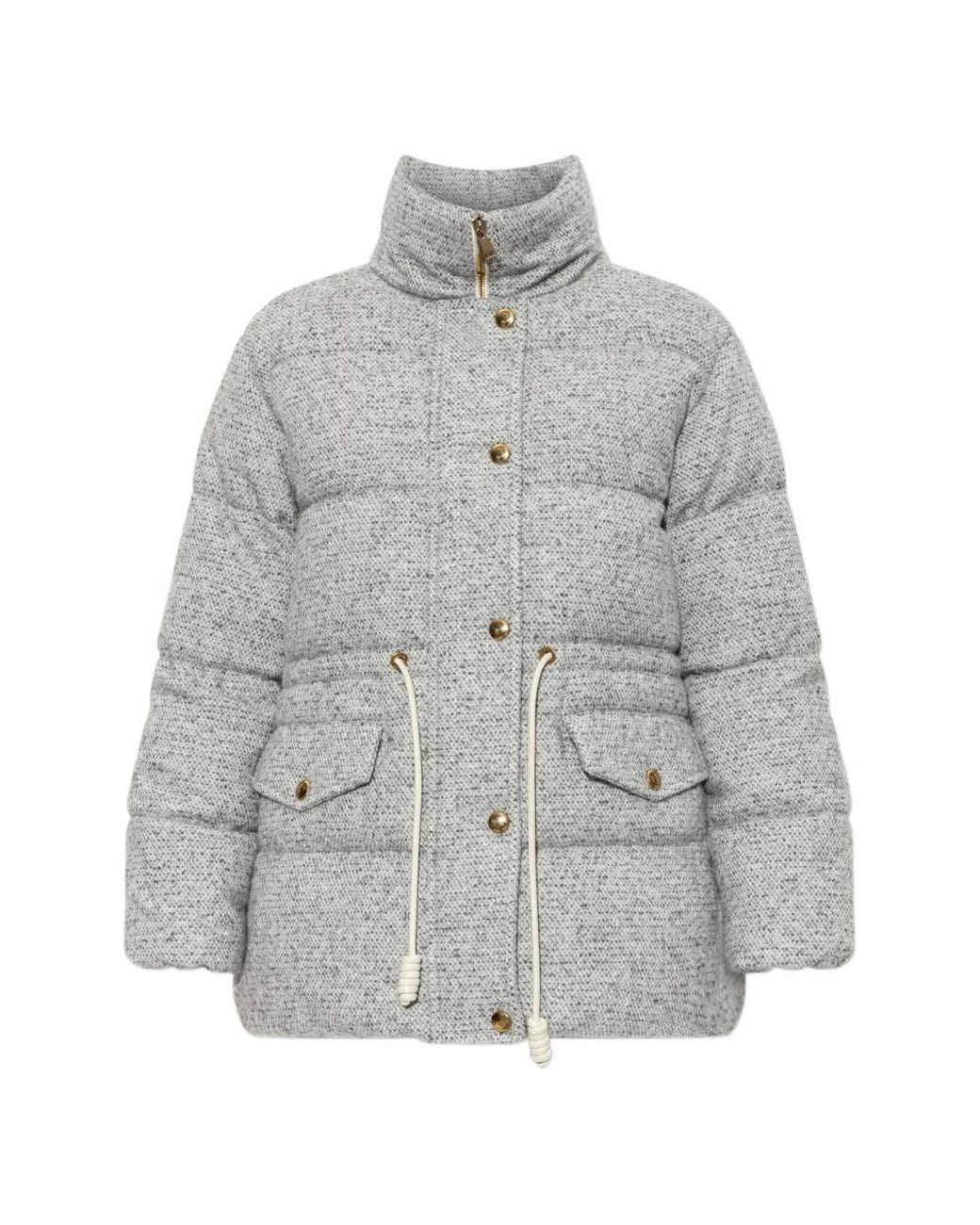 Moncler Gray Diaphanes Belted Coat