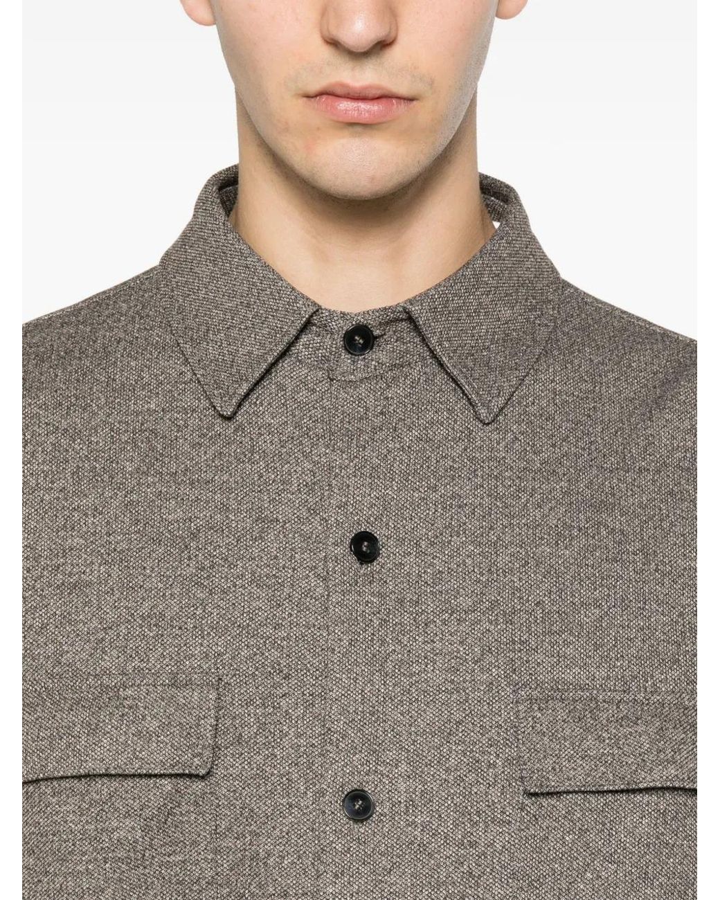Karl Lagerfeld Gray Chest-Pocket Overshirt for men
