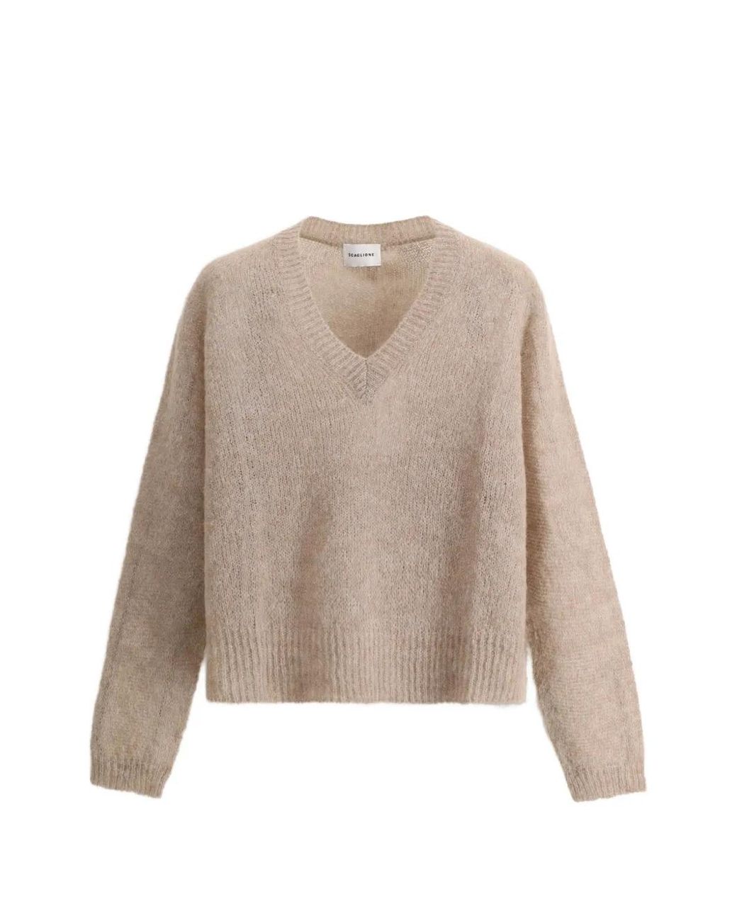 Scaglione Natural Boxy V-Neck Sweater