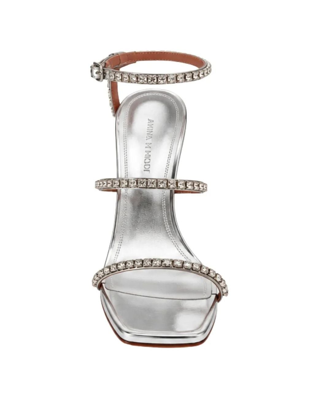 AMINA MUADDI White Gilda Sandals 95 Ivory Satin And Crystals