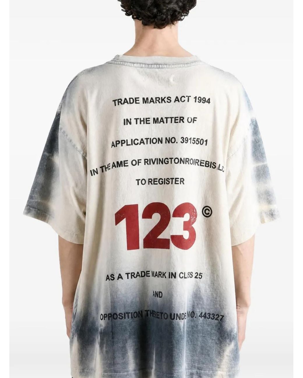 RRR123 Gray Graphic-Print Tie-Dye T-Shirt