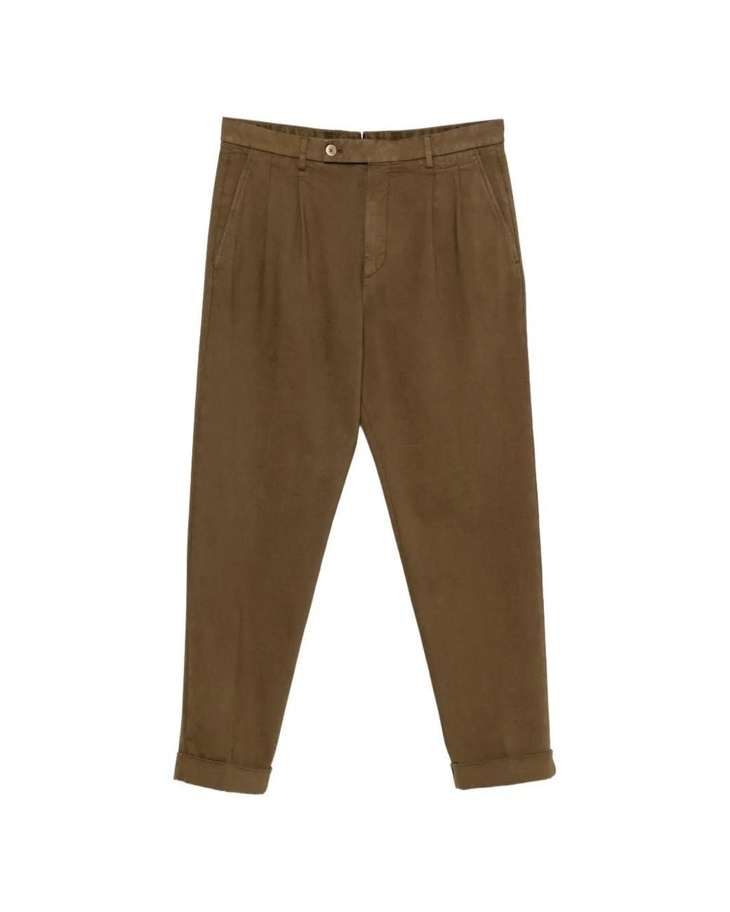 GTA Green Dante Pleated-Waist Turned-Up Trousers for men