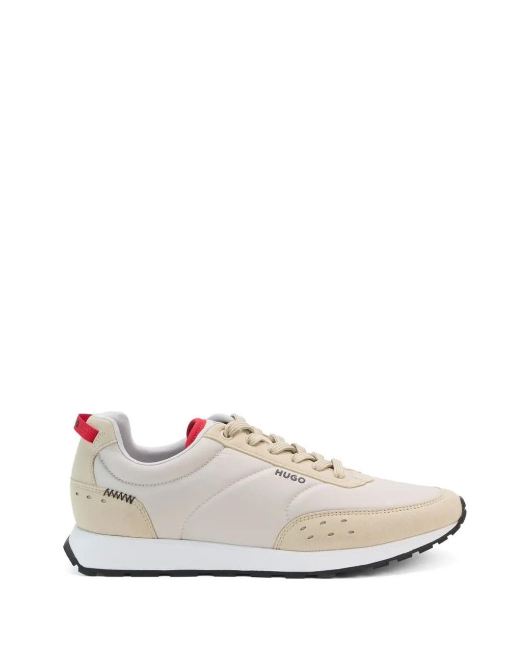HUGO White Baskets D'Inspiration Rétro En Daim Artificiel for men