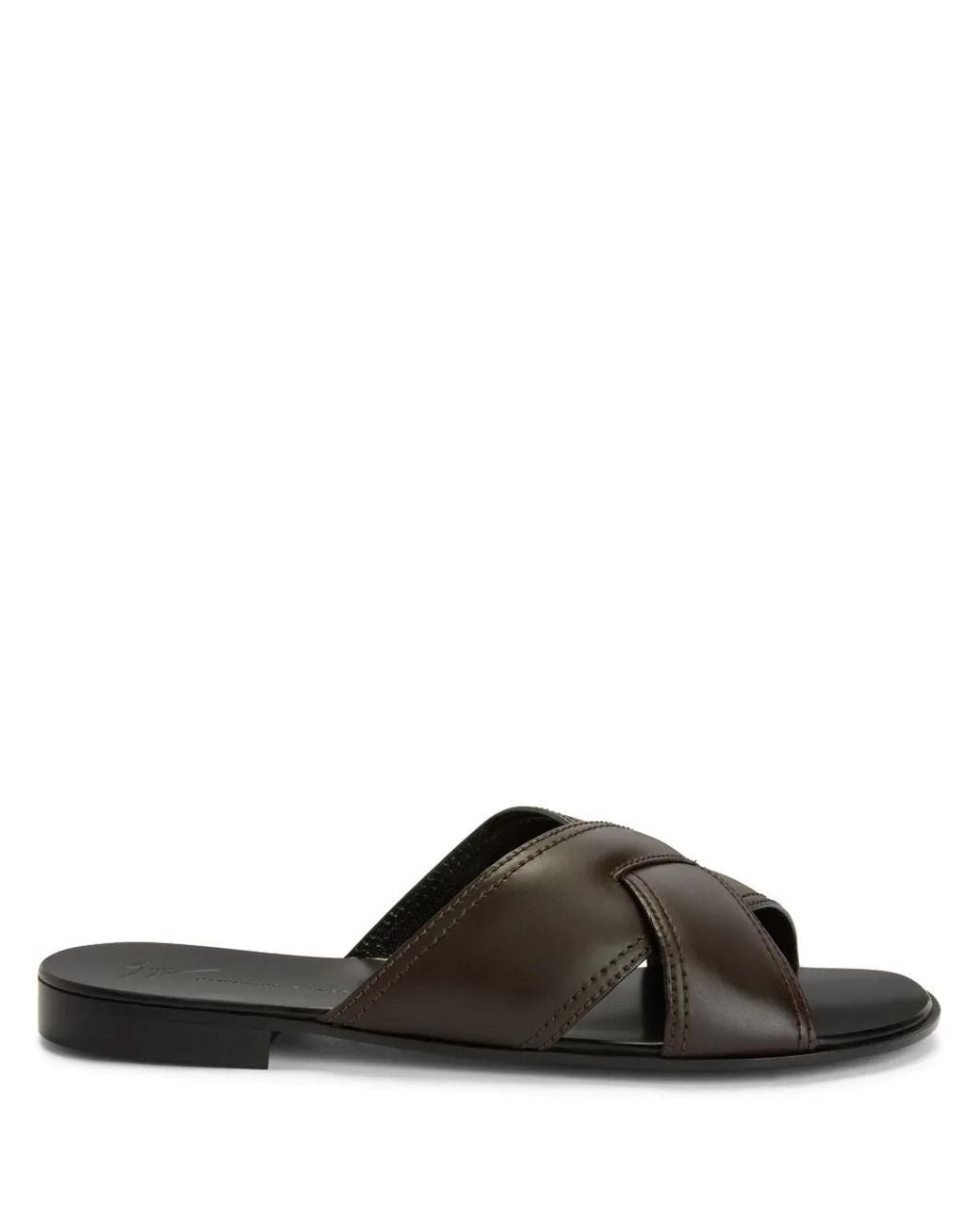 Giuseppe Zanotti Black Flavio Crossover-Straps Leather Sandals for men