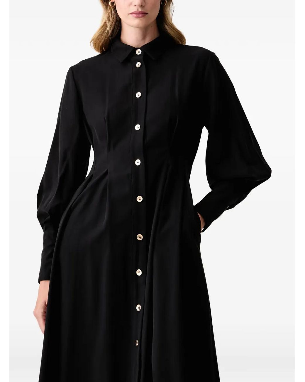 Fracomina Black Button-Down Shirt-Dress