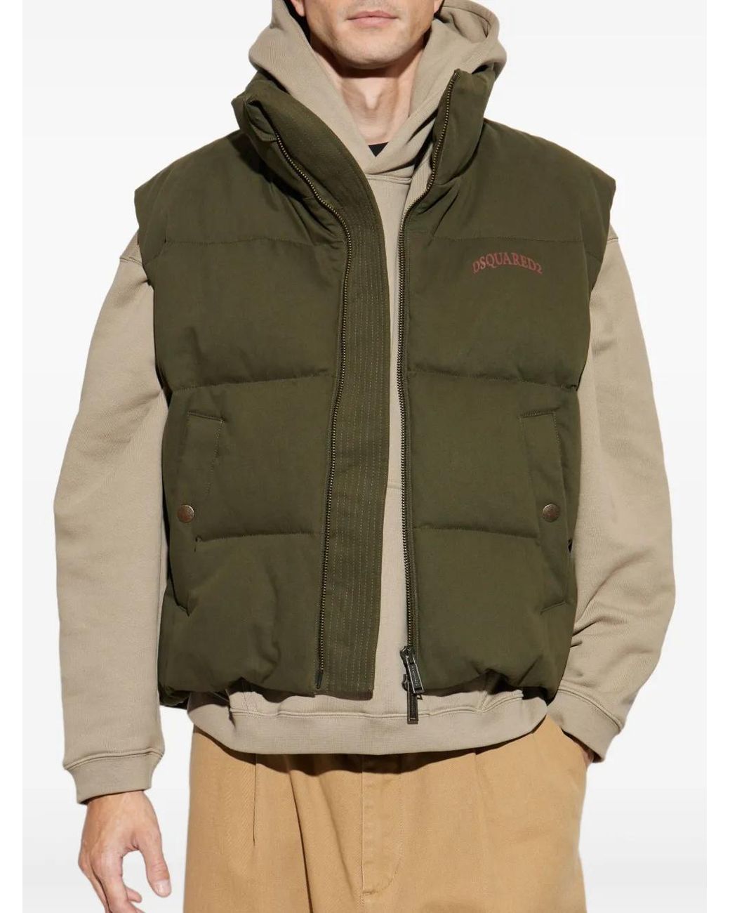 DSquared² Green Quilted Vest for men