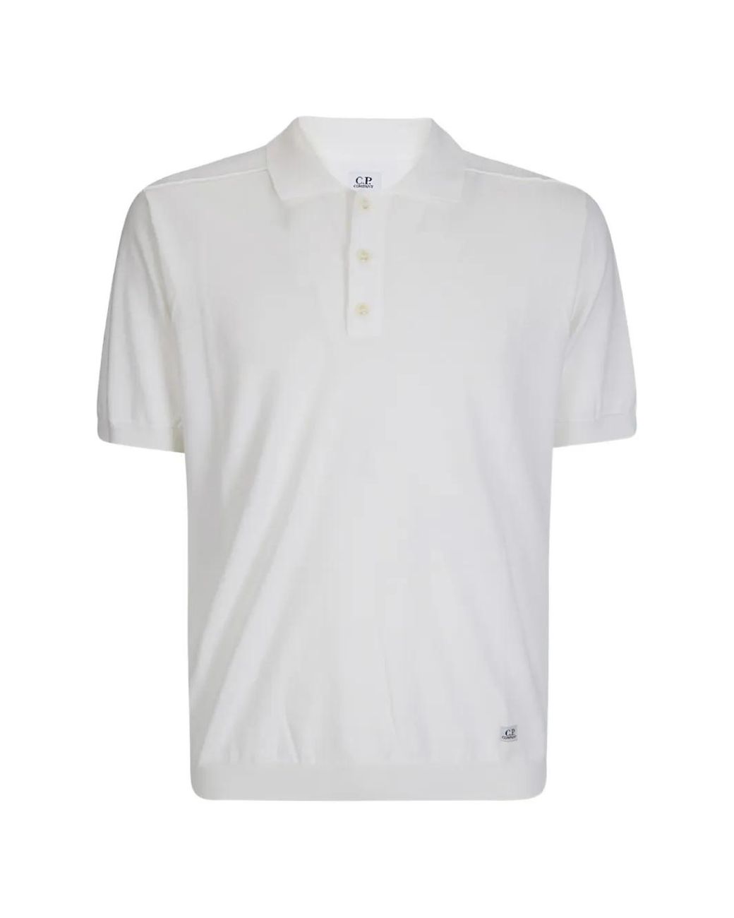 C P Company White C. P.Company Short Sleeve Polo Sweater for men