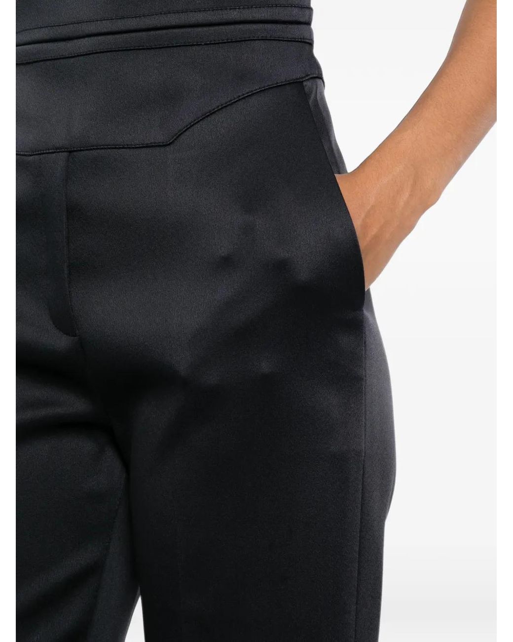Elie Saab Black Satin-Finish Sleeveless Jumpsuit