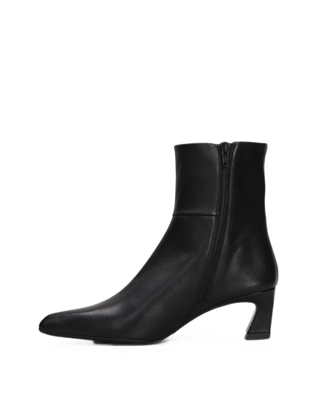 Evaluna Black Pointed-Toe Leather Ankle Boots