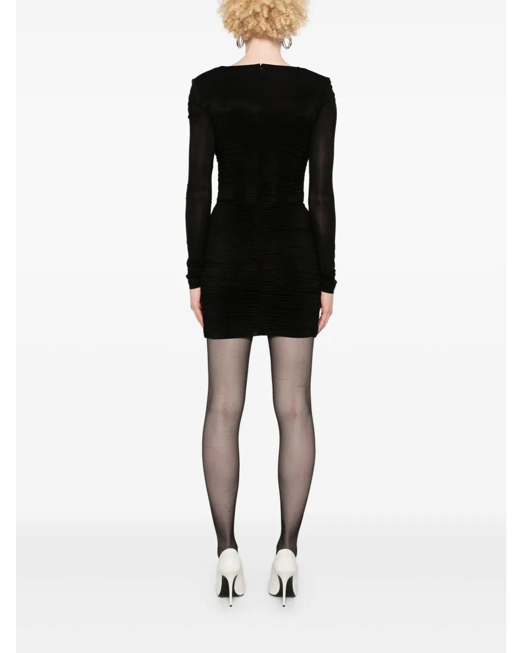 Saint Laurent Black Stylish Draped Dress For