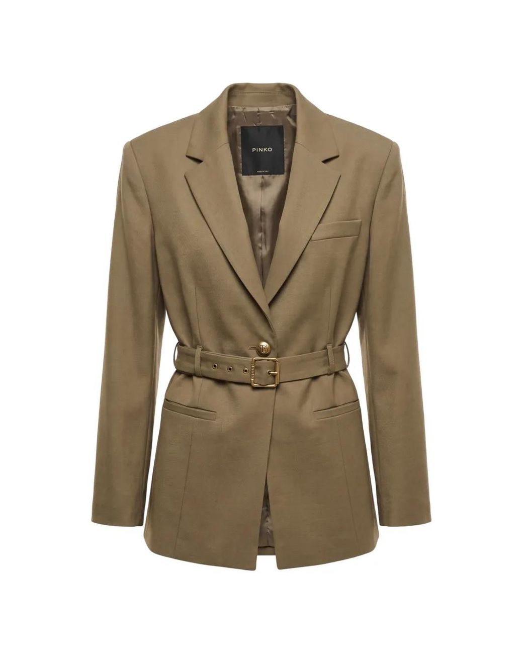 Pinko Green Belted Single-Breasted Blazer