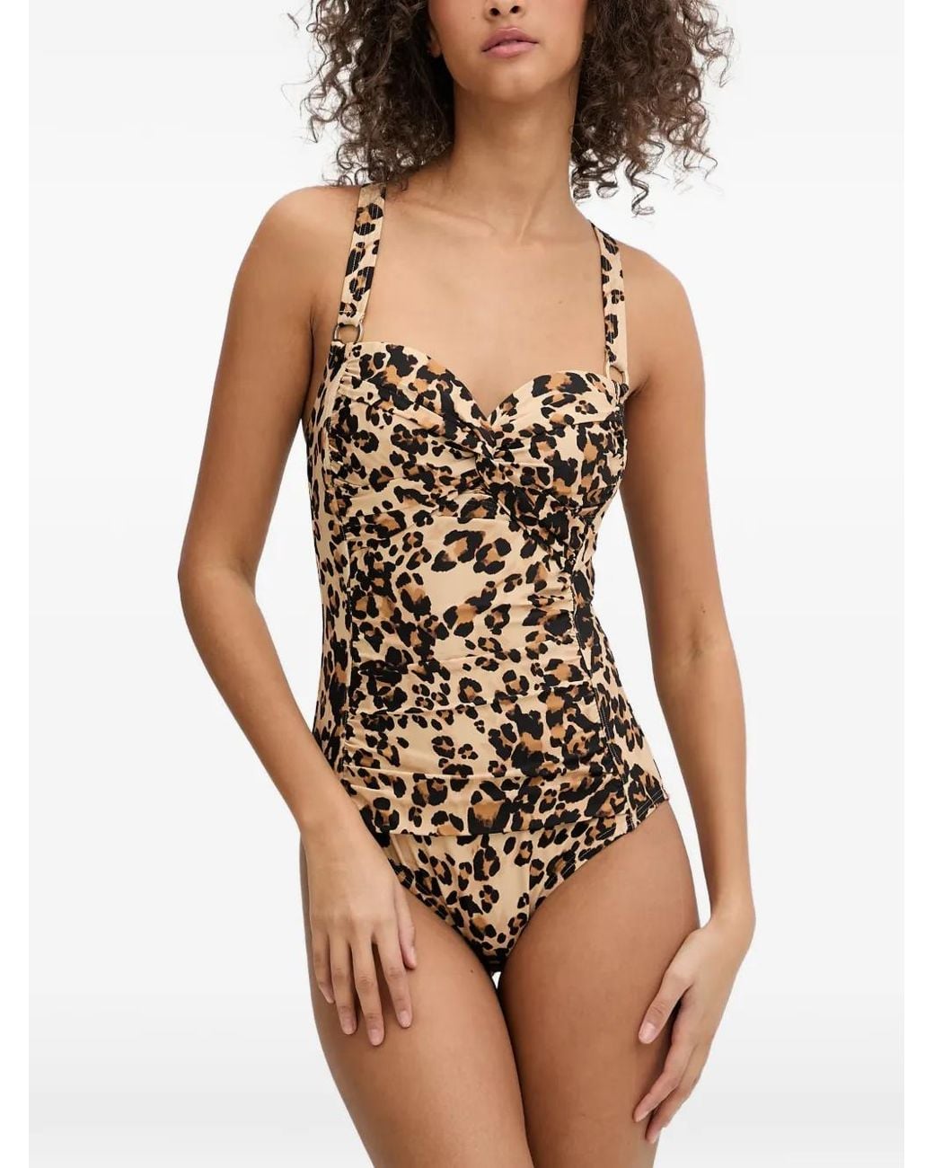 DKNY Natural Leopard-Print Swimsuit
