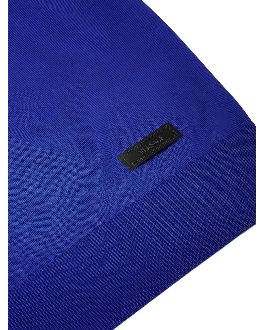 メンズ Versace ファインニット ポロシャツ Blue