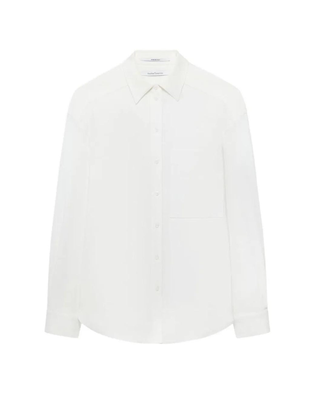 Another Tomorrow White Pleat-Back Hemp-Blend Shirt