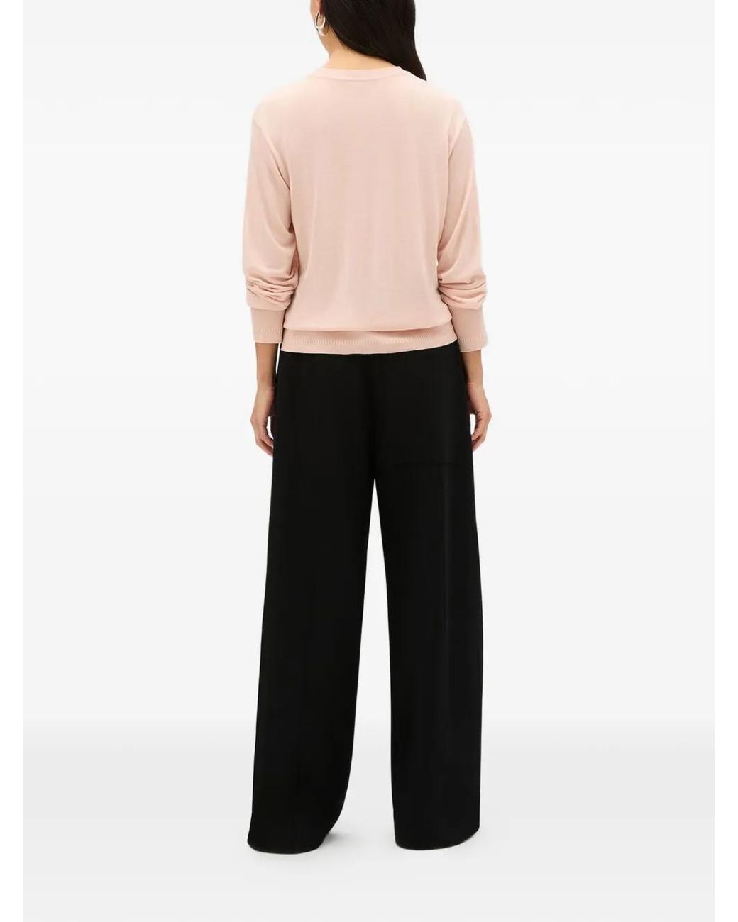 Another Tomorrow Pink Featherweight Crew-Neck Sweater