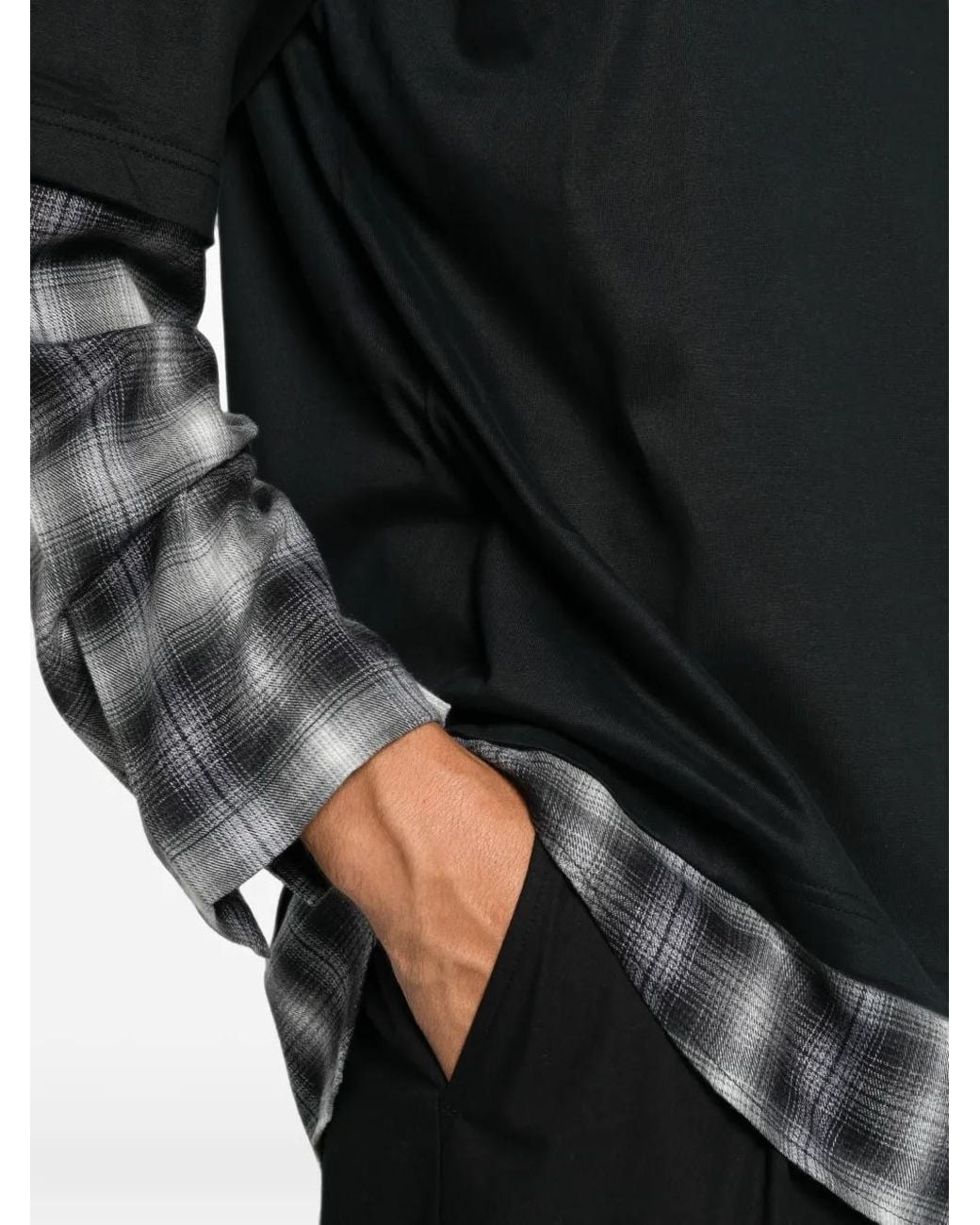 Comme des Garçons Black Layered-Design Check-Pattern T-Shirt for men