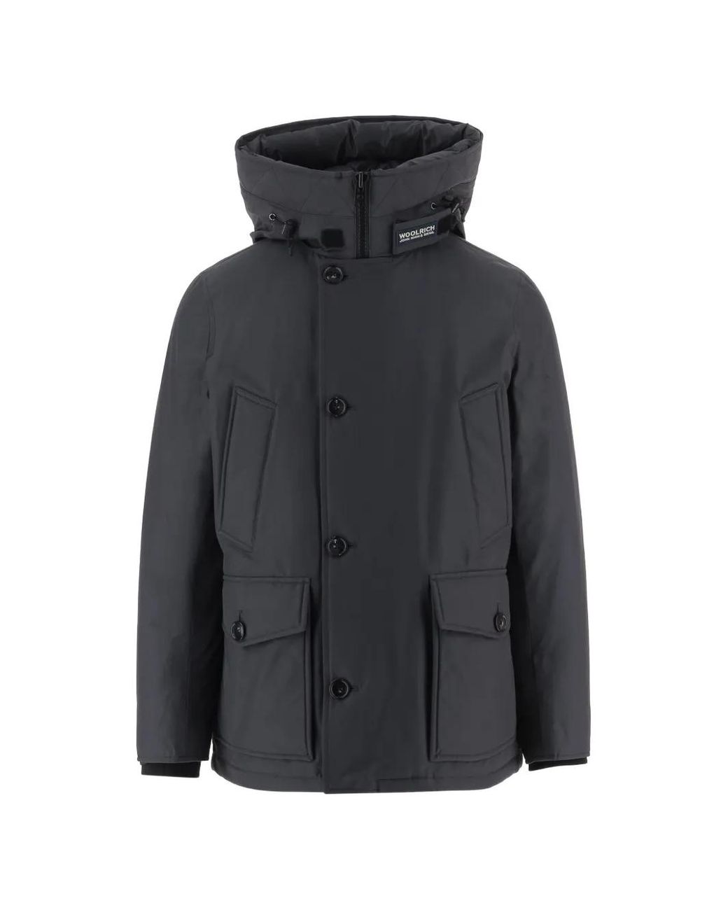 Woolrich Black Hooded Multi-Pocket Jacket for men