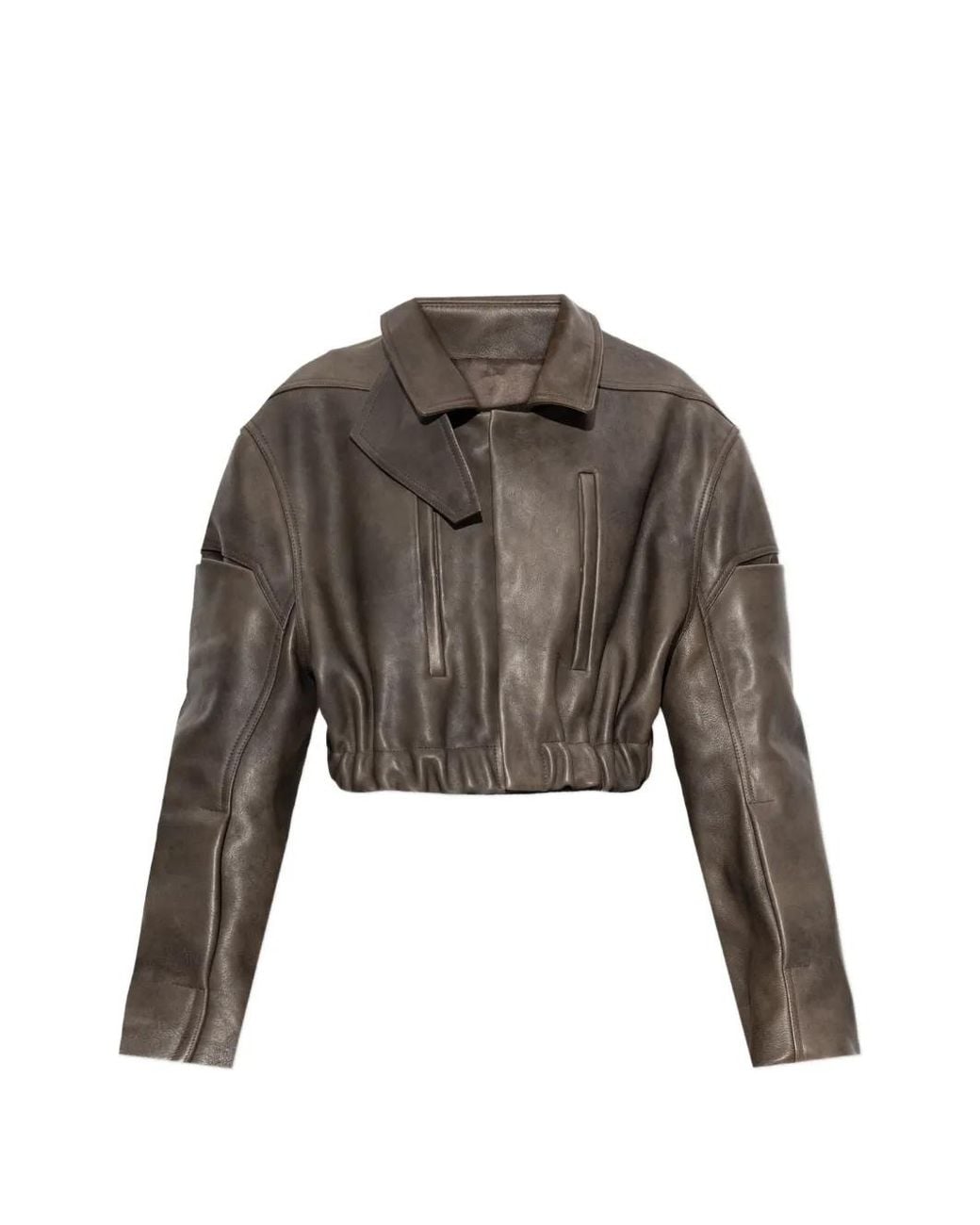 Rick Owens Brown Cropped Leather Jacket