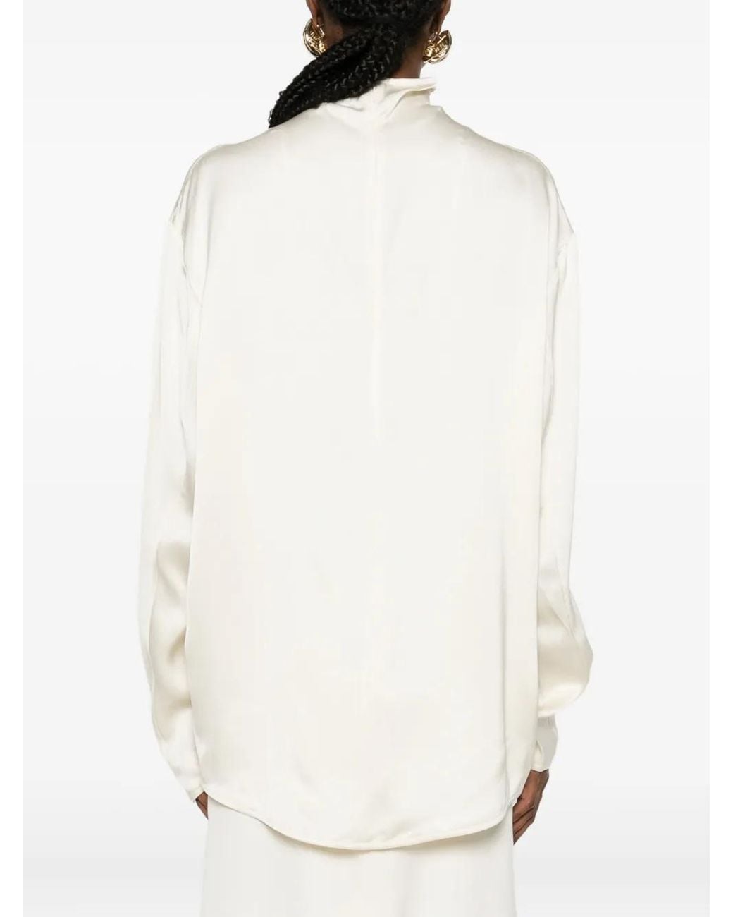 Totême White High-Neck Blouse