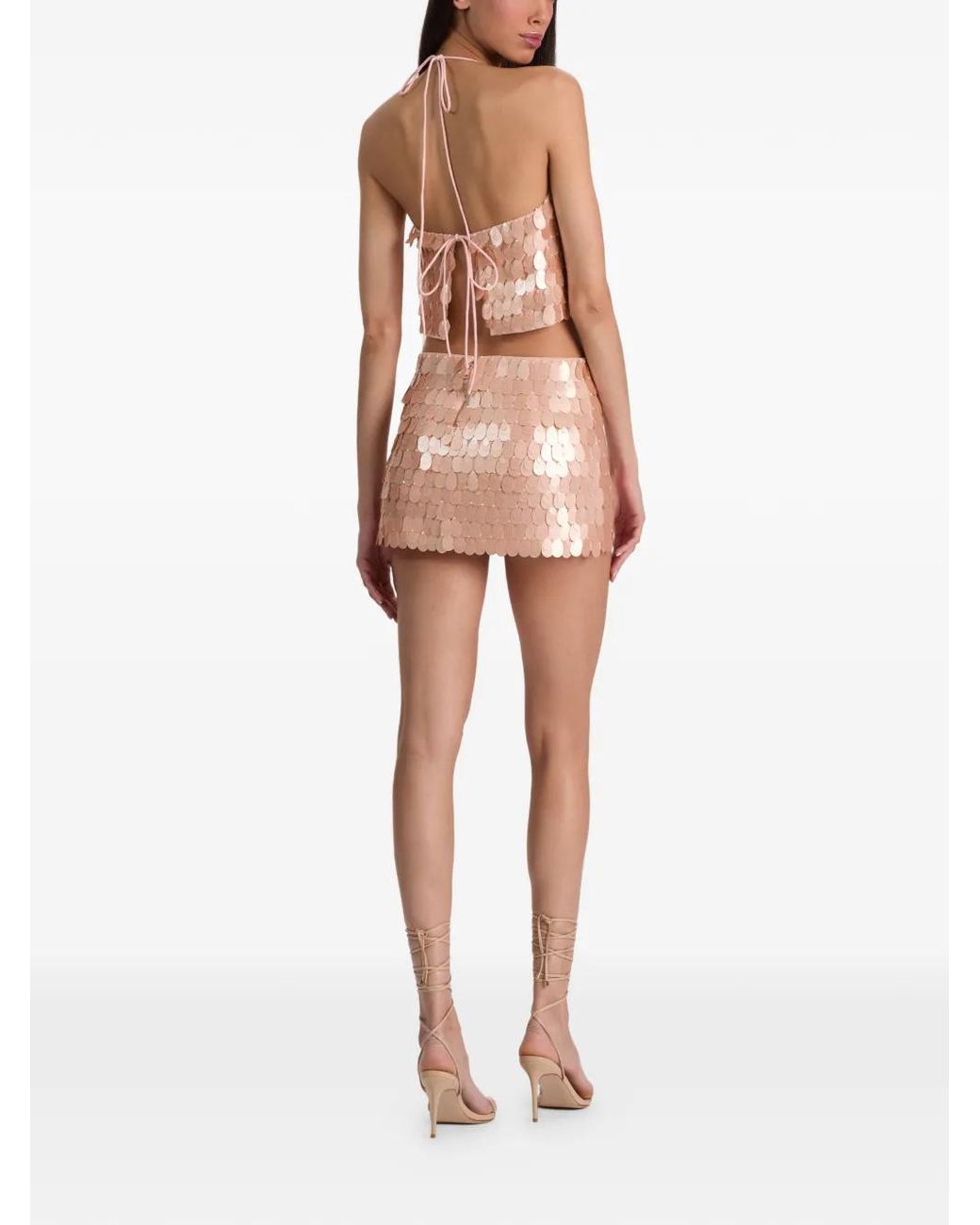 Alice + Olivia Pink Paillette-Embellished Spaghetti-Strap Top