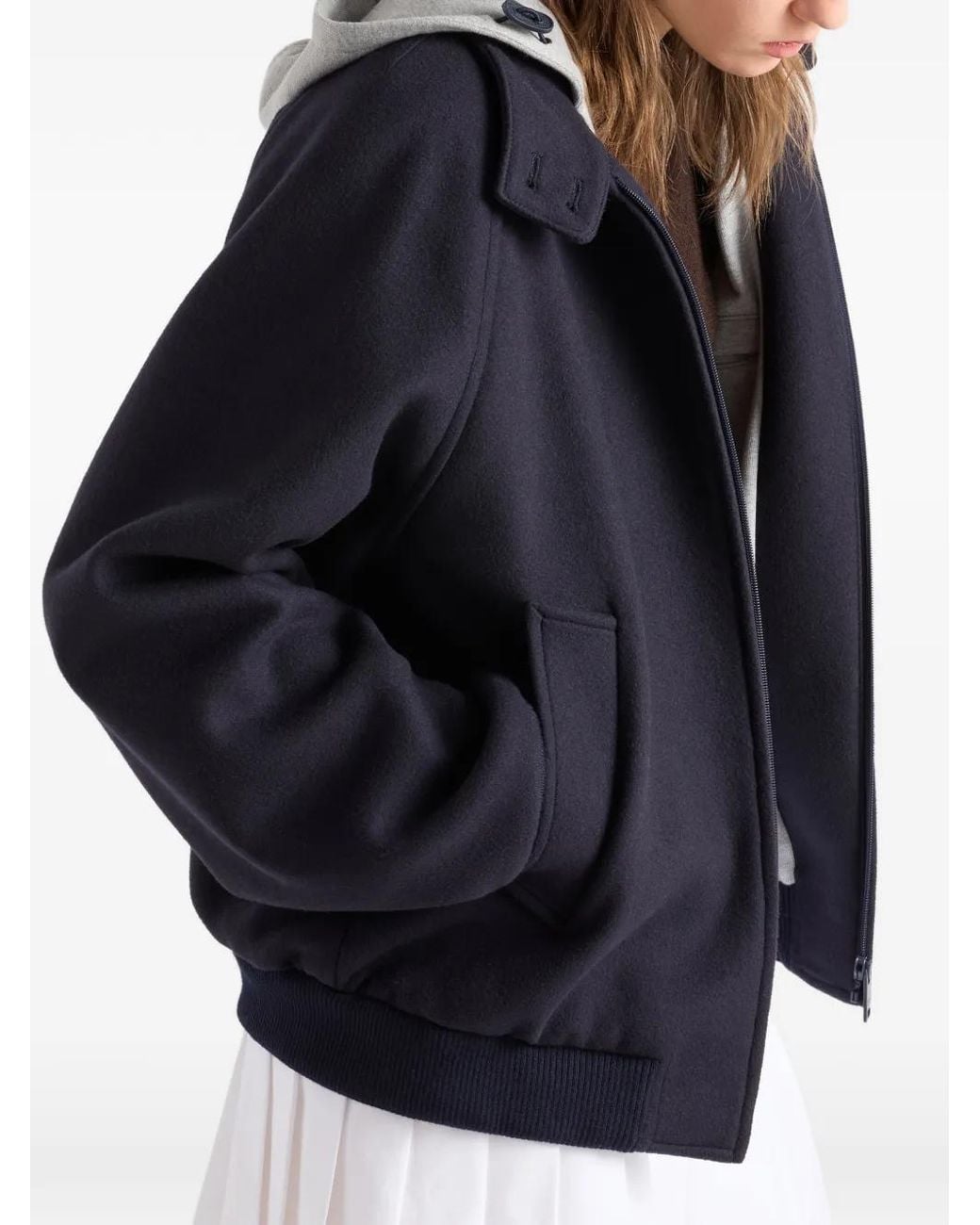 Prada Blue Cloth And Cotton Fleece Jacket