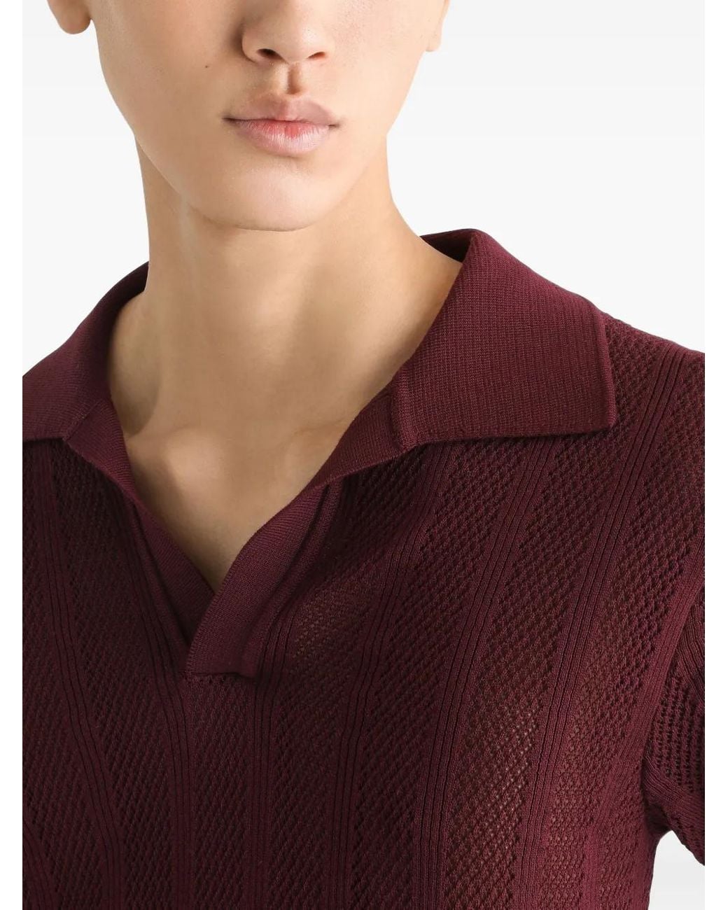 Dolce & Gabbana Red Knitted Polo Shirt for men