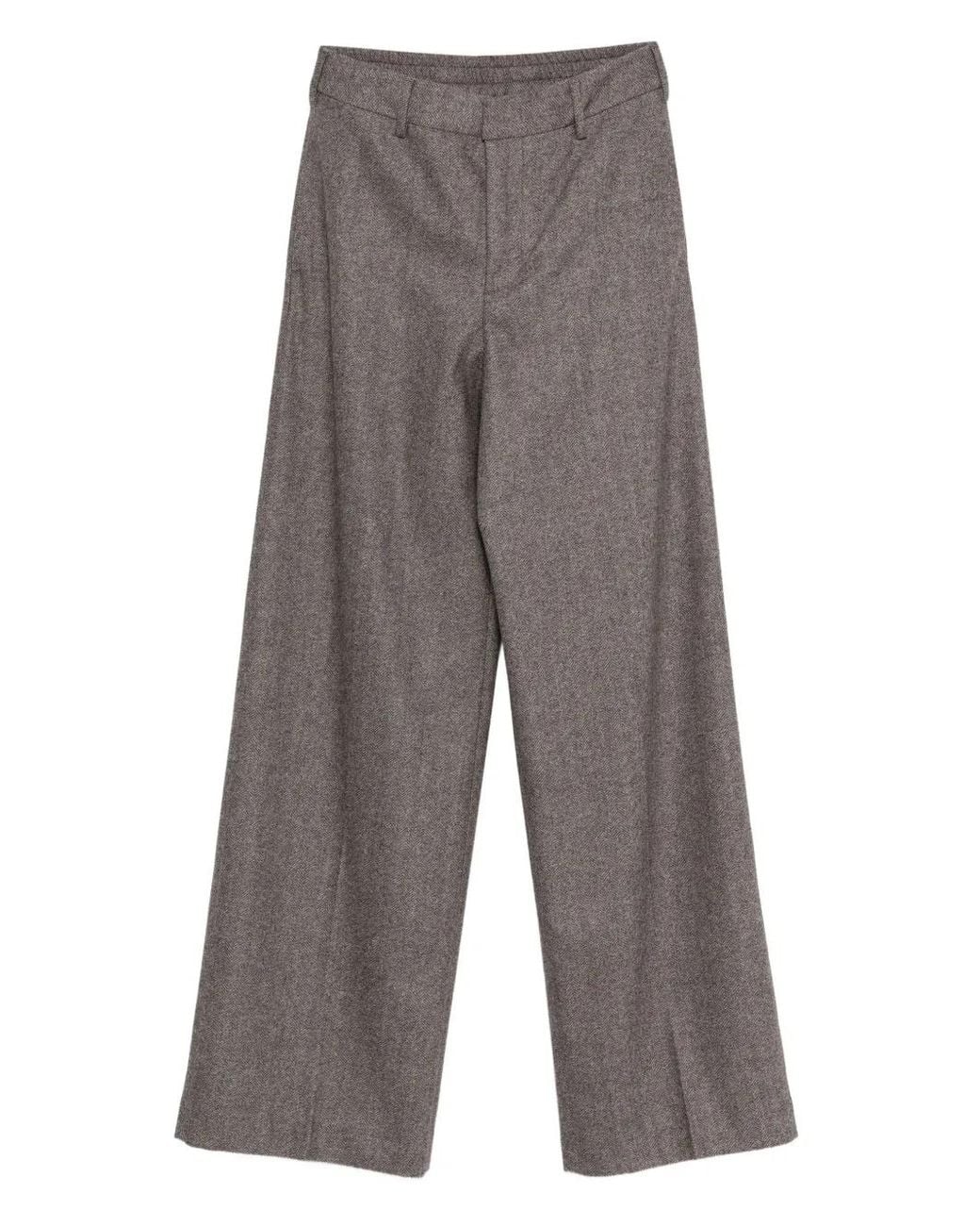 PT Torino Gray Herringbone Trousers