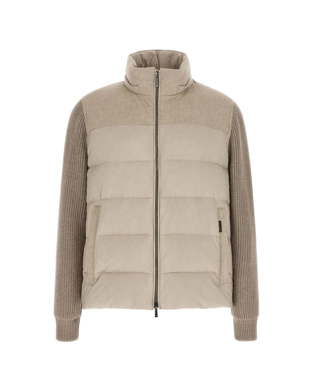 Moorer Natural Quilted Panelled Hooded Jacket for men