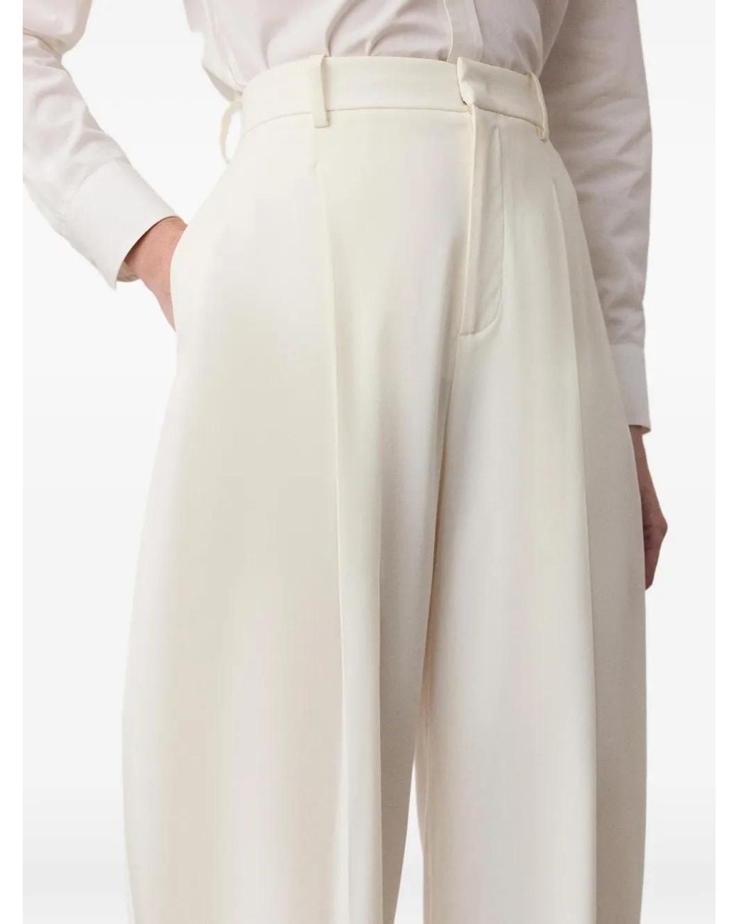 Ralph Lauren White Harlo Pleated Trousers