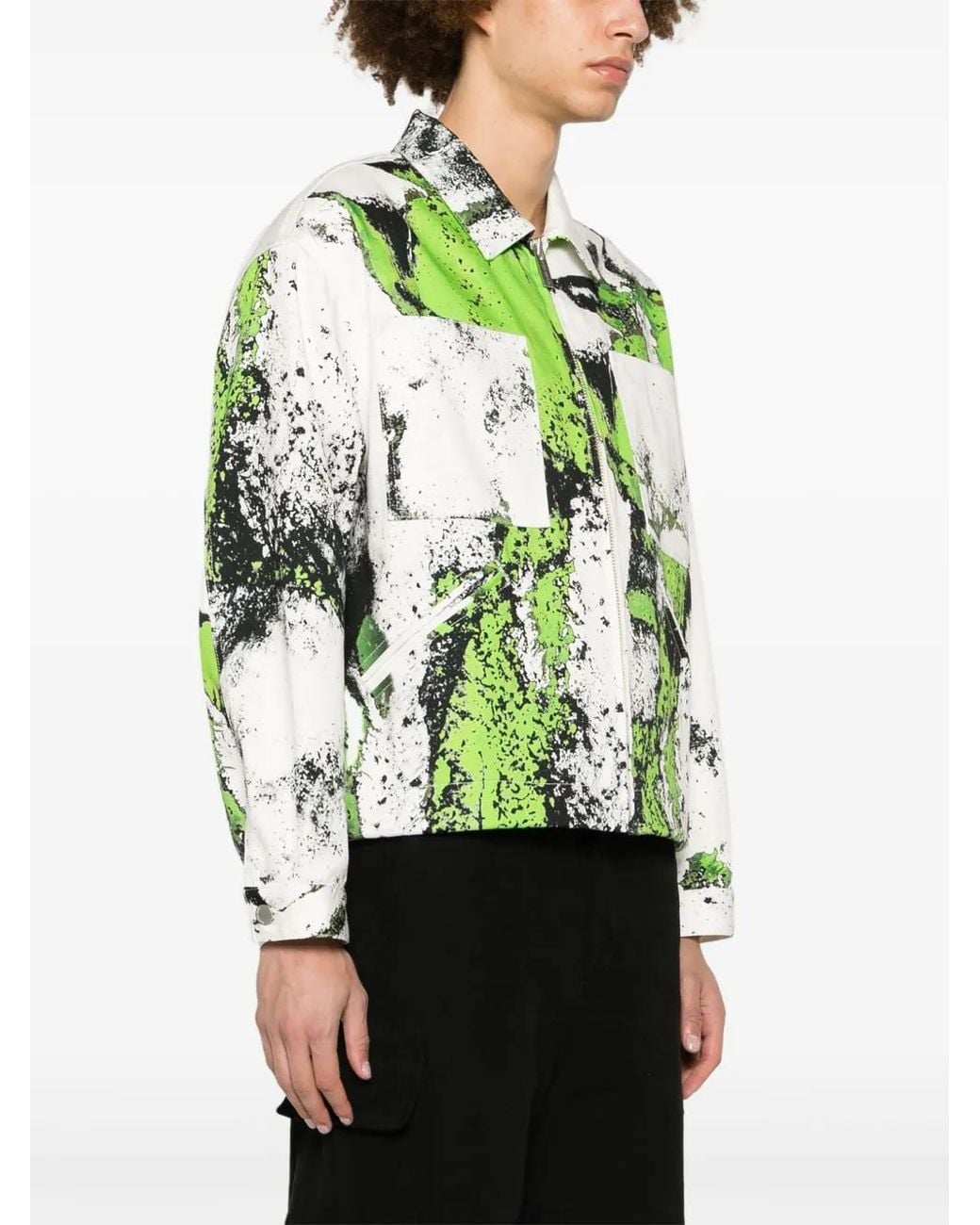 44 Label Group Green Corrosive-Print Denim Jacket for men