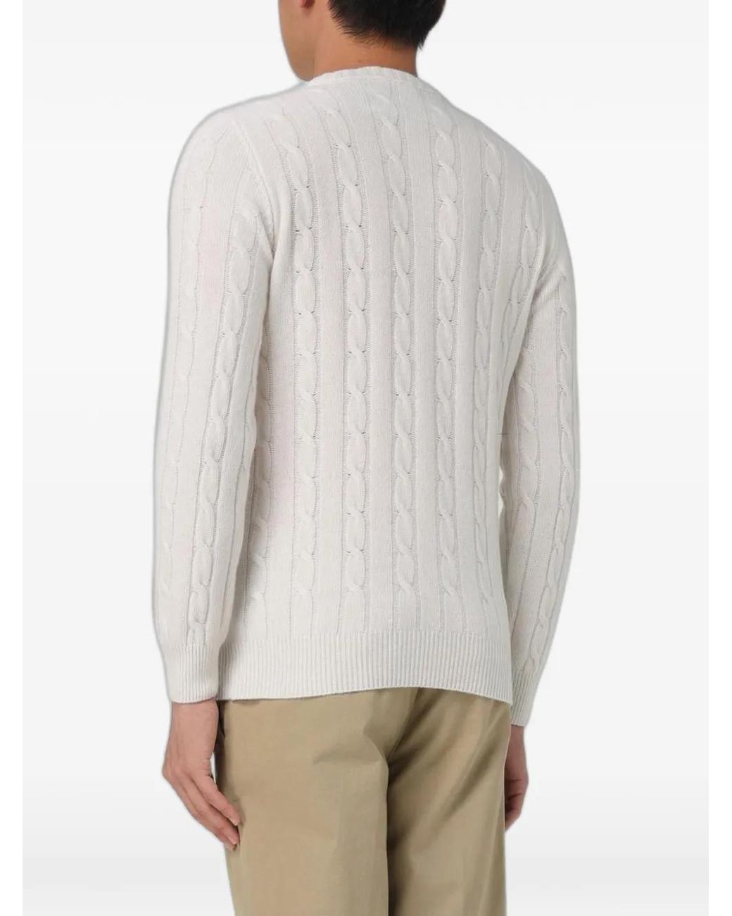 XC Gray Cable-Knit Crew-Neck Sweater for men
