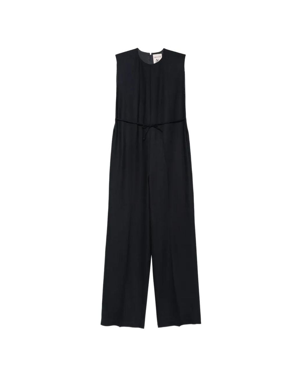 Semicouture Black Sleeveless Belted Jumpsuit