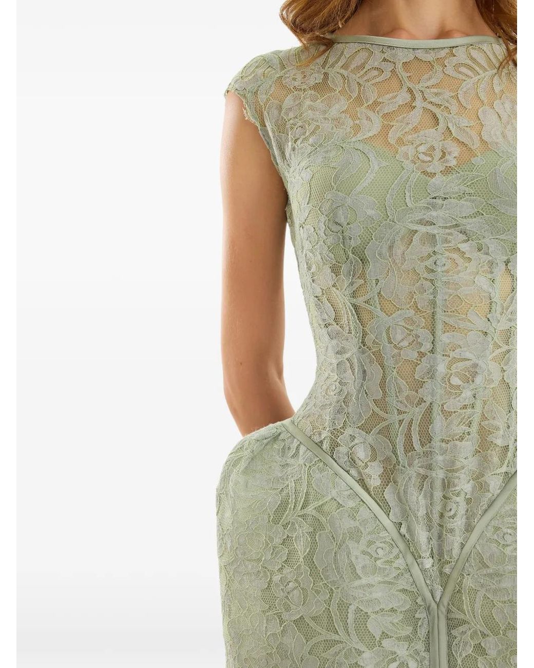Gemy Maalouf Green Sculpted Maxi Dress