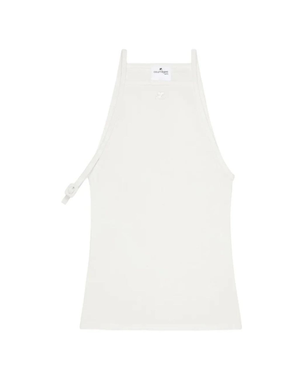Courreges White Buckle 90's Rib Tank Top