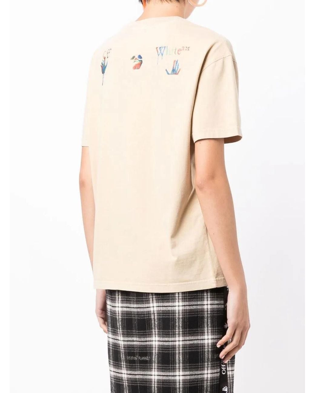 Off-White c/o Virgil Abloh Natural Logo-Print Cotton T-Shirt