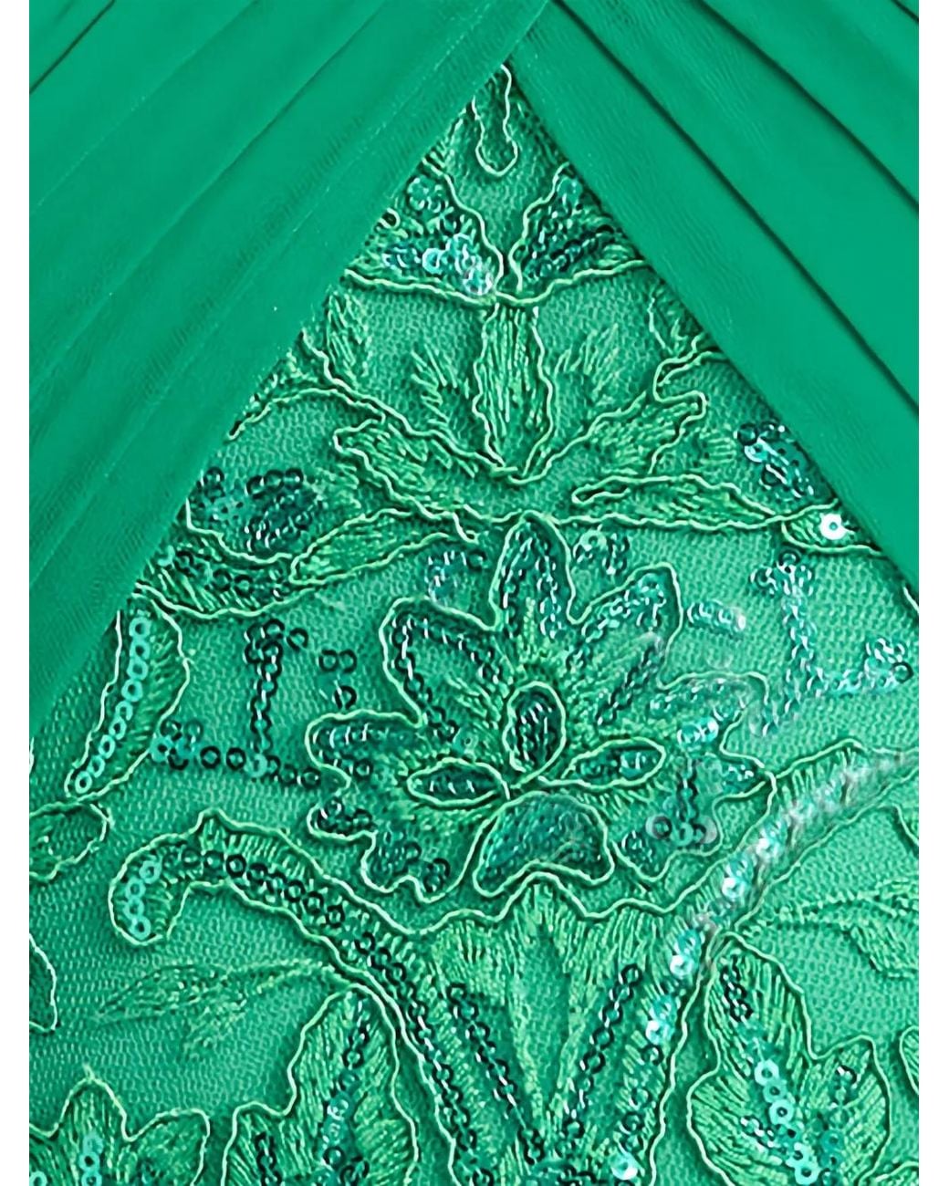 Tadashi Shoji Green Sequin-Embellished Cape-Sleeve Dress