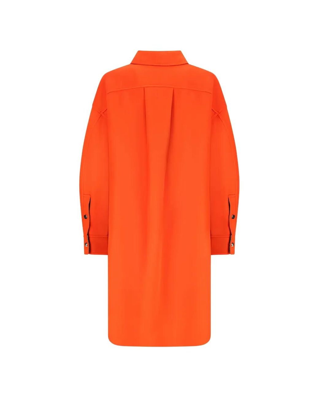 Loewe Orange Leather-Patch Button-Down Coat